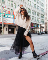 Center Stage Tulle Midi Skirt - Black